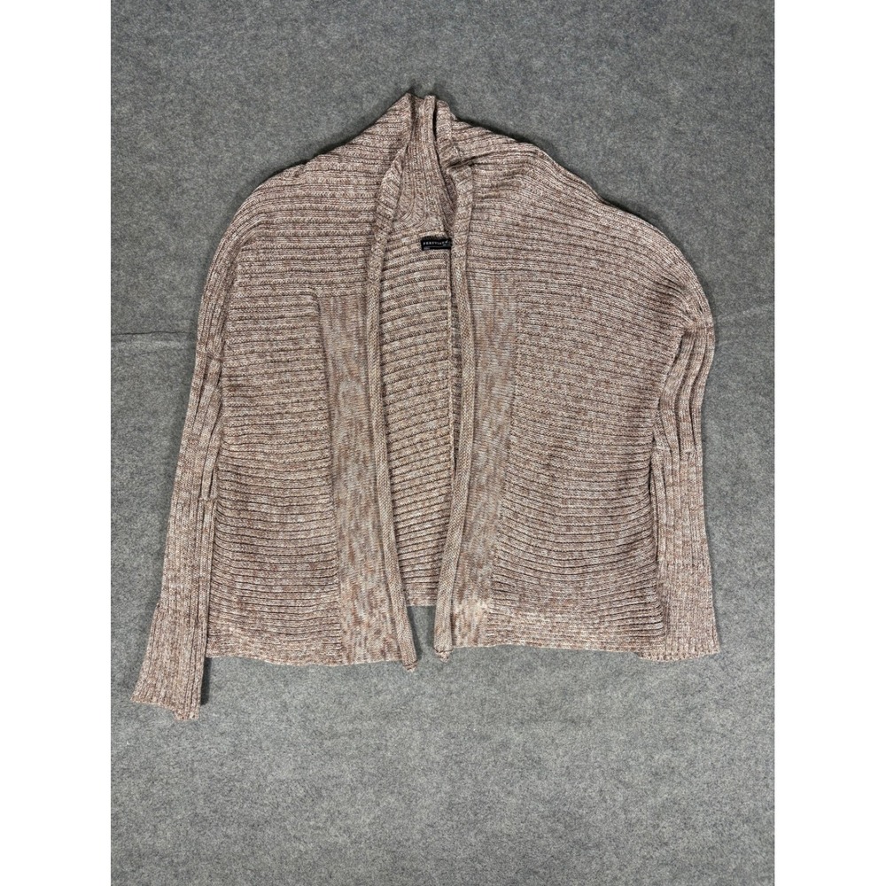 Peruvian Connection Pima Cotton Cardigan Sweater Brown Marled Ribbed Womens M